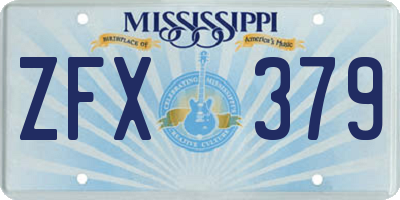 MS license plate ZFX379