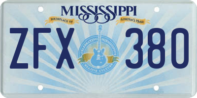 MS license plate ZFX380