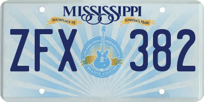 MS license plate ZFX382