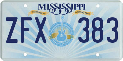 MS license plate ZFX383