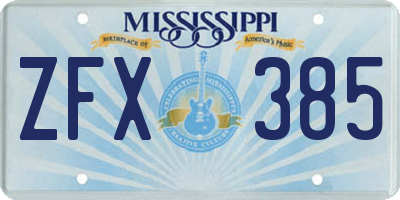 MS license plate ZFX385