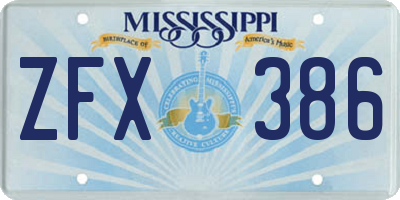 MS license plate ZFX386