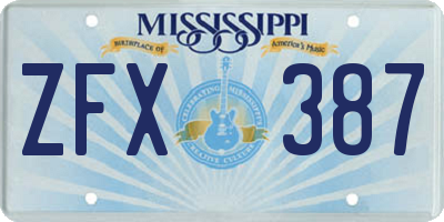 MS license plate ZFX387