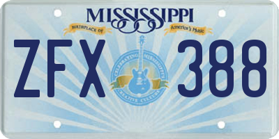 MS license plate ZFX388
