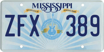 MS license plate ZFX389