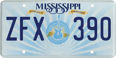MS license plate ZFX390