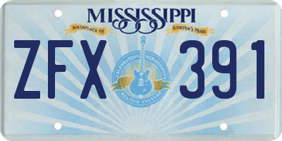MS license plate ZFX391