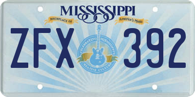 MS license plate ZFX392
