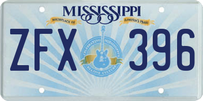 MS license plate ZFX396