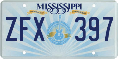 MS license plate ZFX397