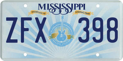 MS license plate ZFX398