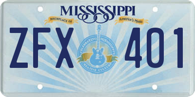 MS license plate ZFX401
