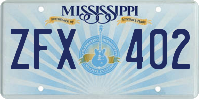 MS license plate ZFX402