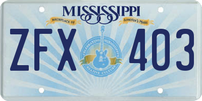 MS license plate ZFX403