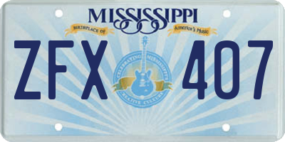 MS license plate ZFX407