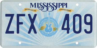 MS license plate ZFX409