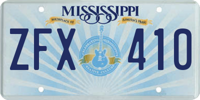 MS license plate ZFX410