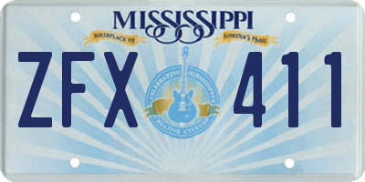 MS license plate ZFX411