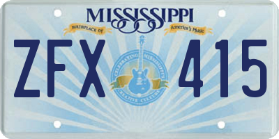 MS license plate ZFX415
