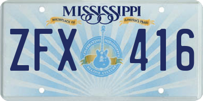 MS license plate ZFX416