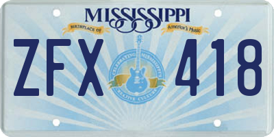 MS license plate ZFX418
