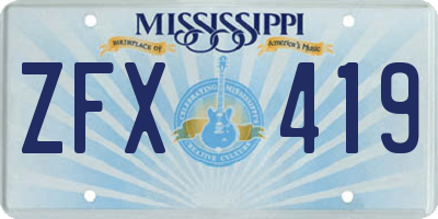 MS license plate ZFX419