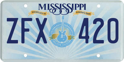 MS license plate ZFX420