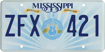 MS license plate ZFX421