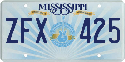 MS license plate ZFX425