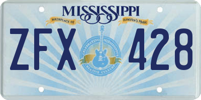 MS license plate ZFX428