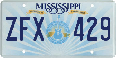 MS license plate ZFX429