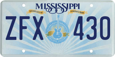 MS license plate ZFX430
