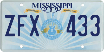 MS license plate ZFX433