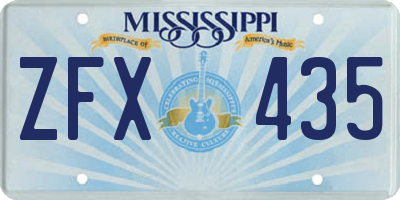 MS license plate ZFX435