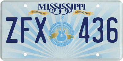 MS license plate ZFX436