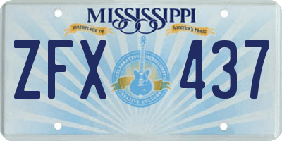 MS license plate ZFX437