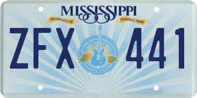 MS license plate ZFX441