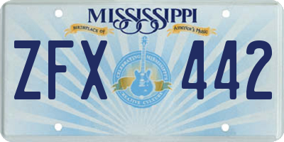 MS license plate ZFX442