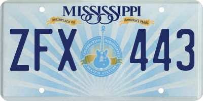 MS license plate ZFX443