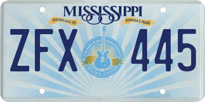 MS license plate ZFX445