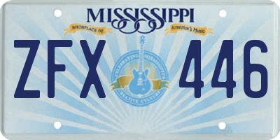 MS license plate ZFX446