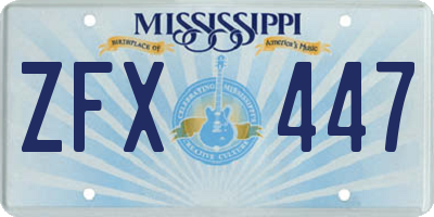 MS license plate ZFX447