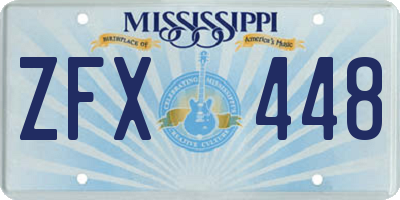 MS license plate ZFX448