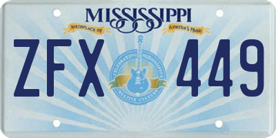 MS license plate ZFX449