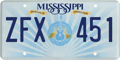 MS license plate ZFX451