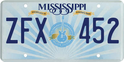 MS license plate ZFX452