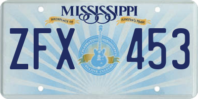 MS license plate ZFX453