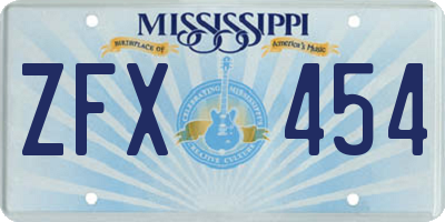 MS license plate ZFX454