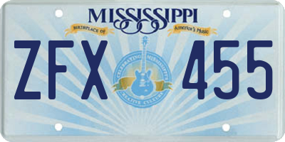 MS license plate ZFX455