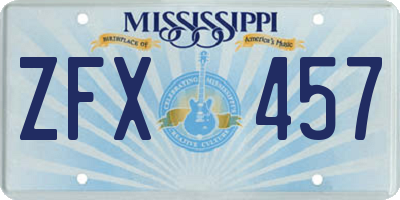 MS license plate ZFX457